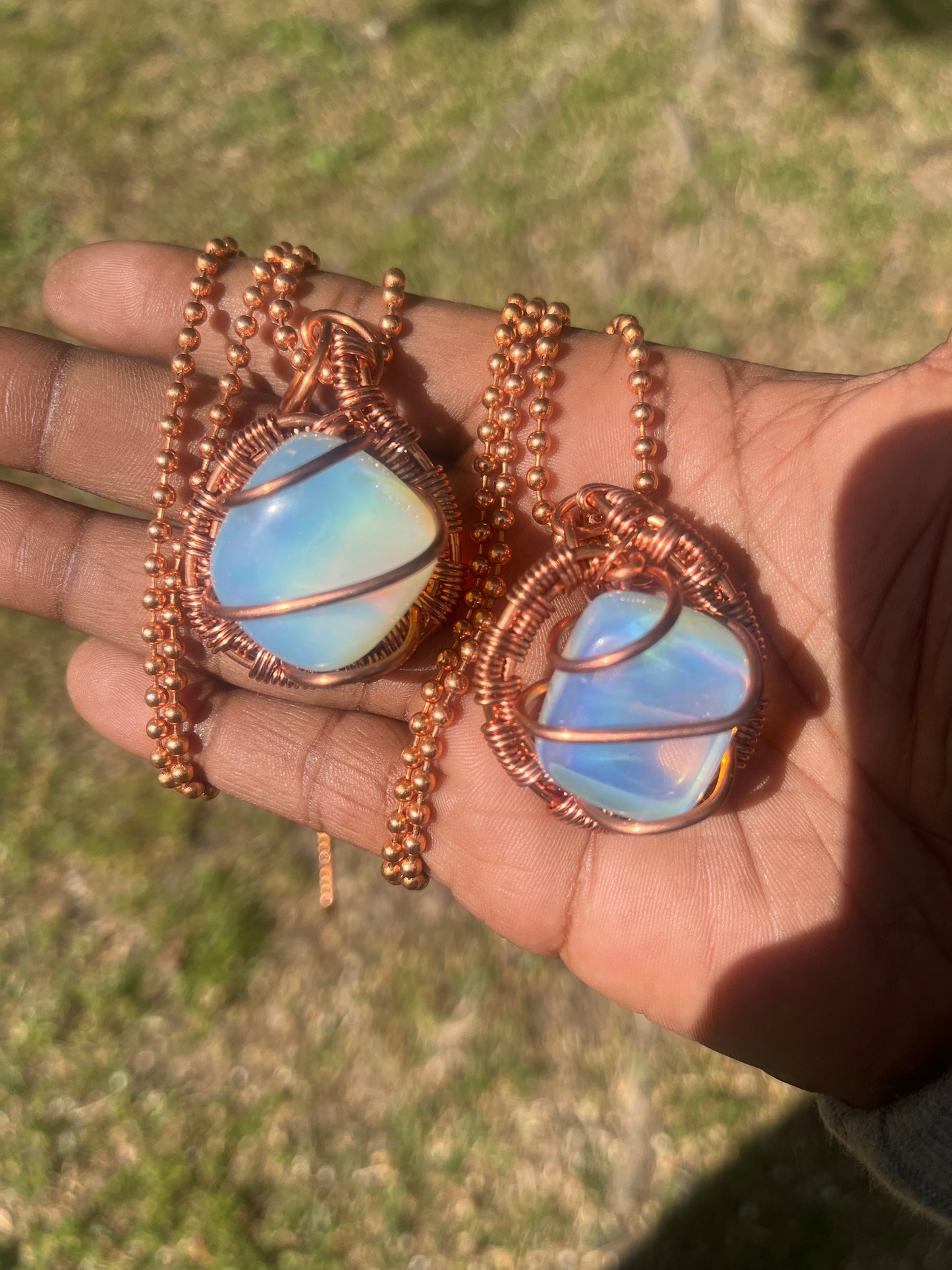 Opalite Pendant/Copper Ball Chain