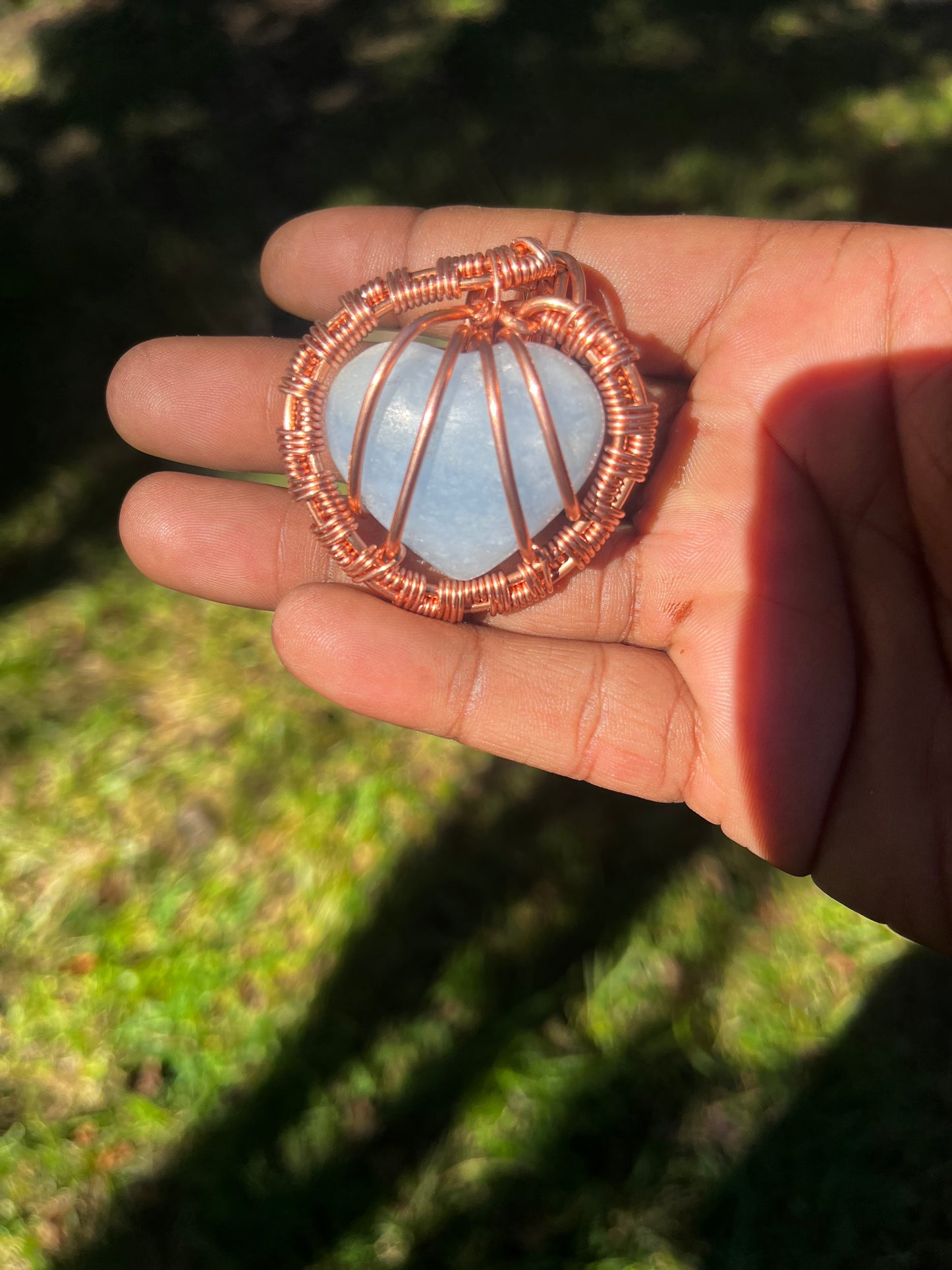 Blue Calcite Heart Pendant