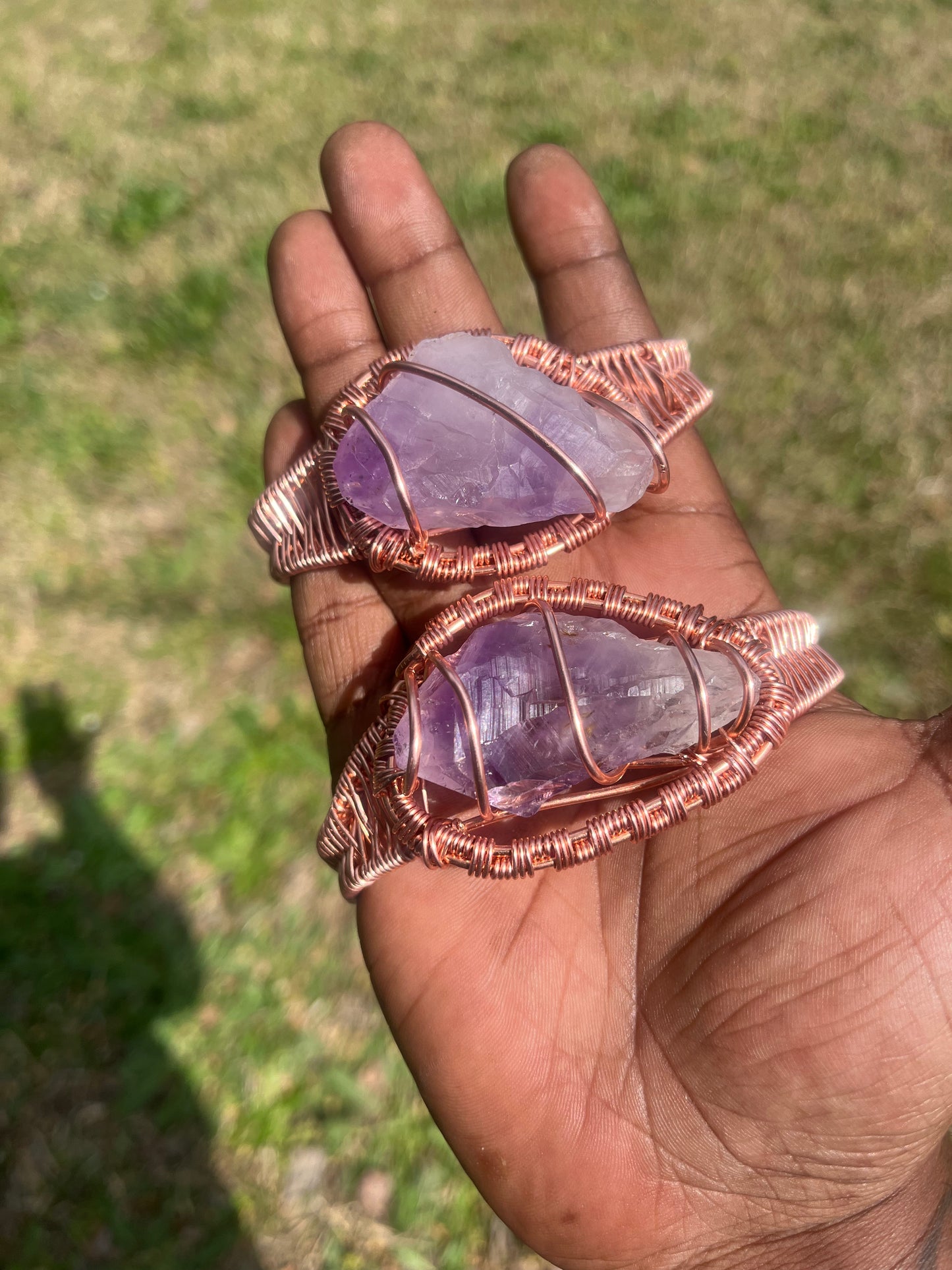 Copper Amethyst Bracelet/ Adjustable