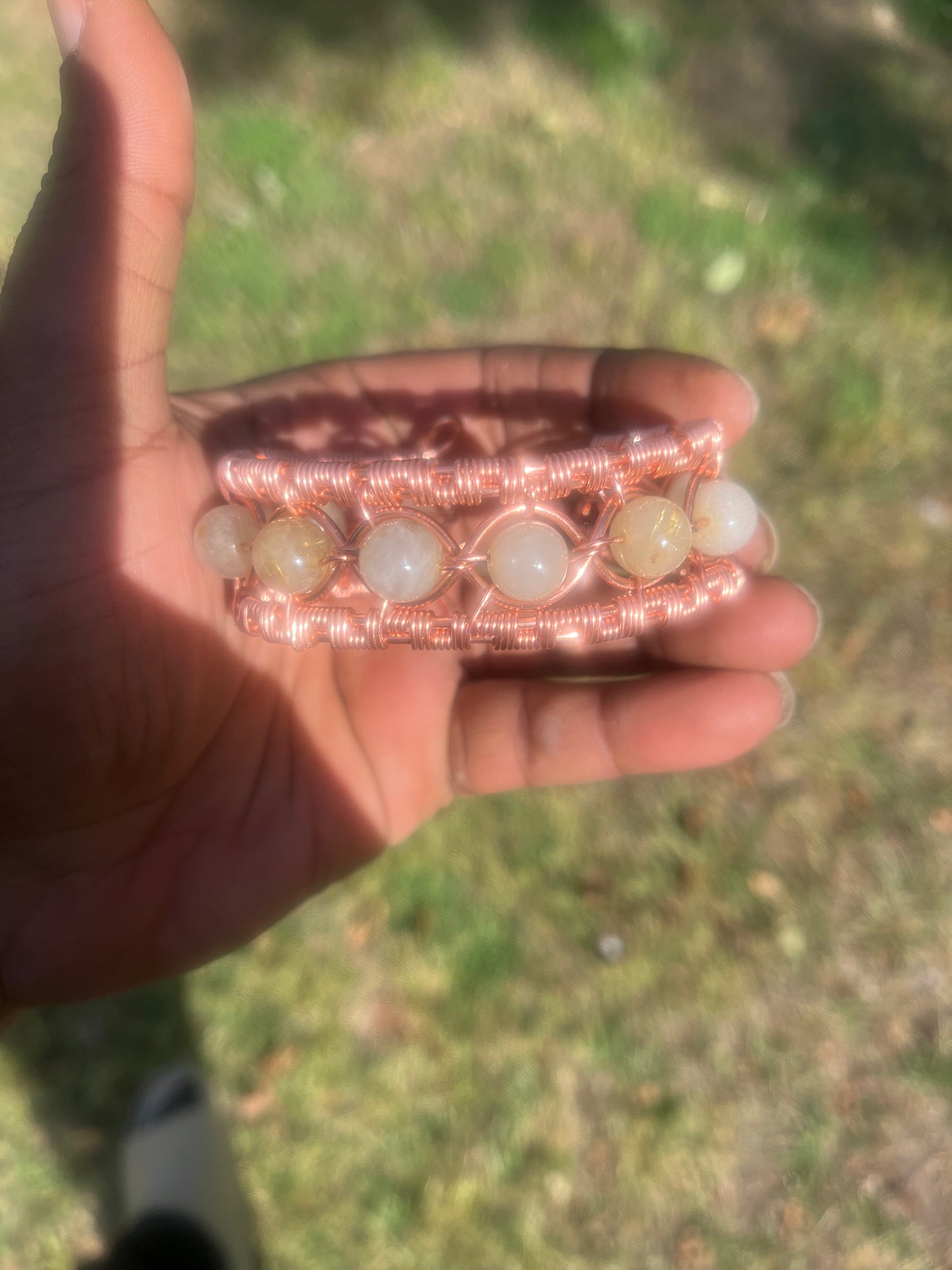 Copper Wrapped Citrine Bracelet/ Adjustable