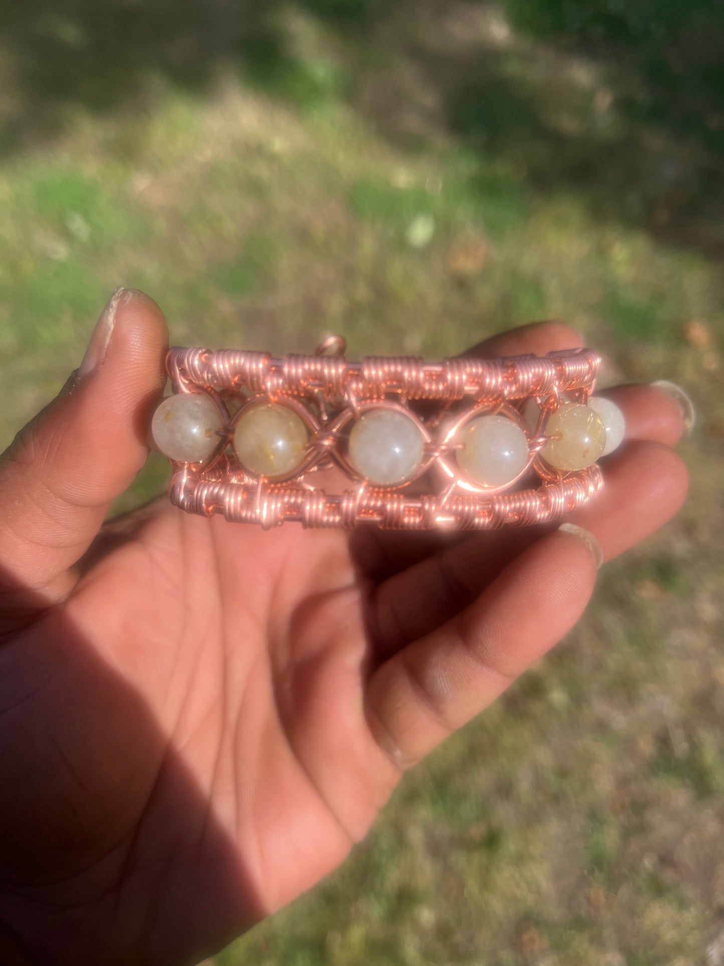 Copper Wrapped Citrine Bracelet/ Adjustable