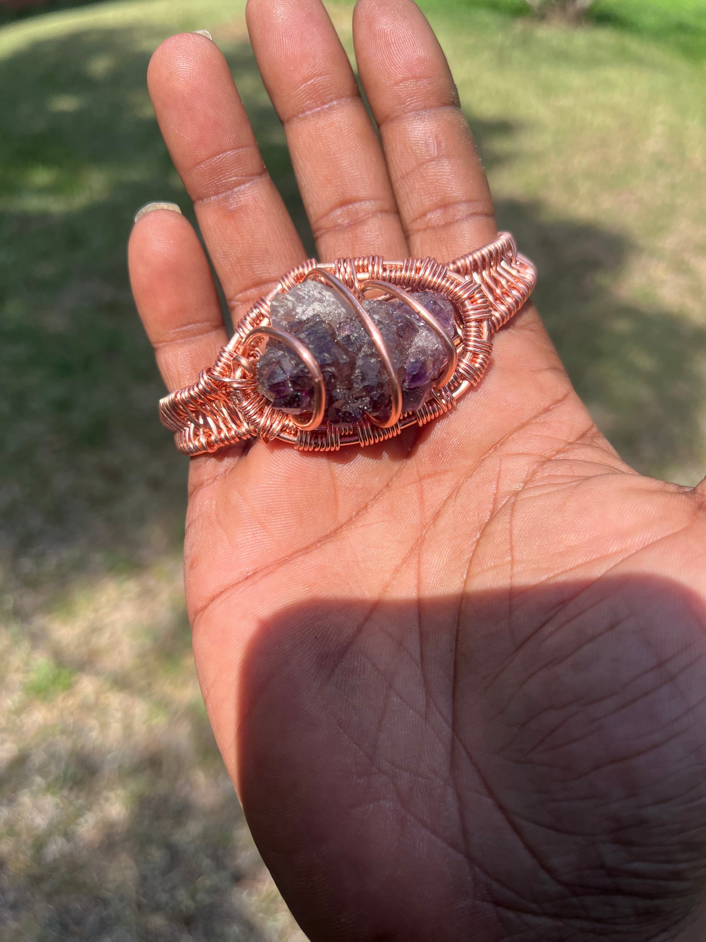 Copper Wrapped Amethyst Geode Bracelet/ Adjustable