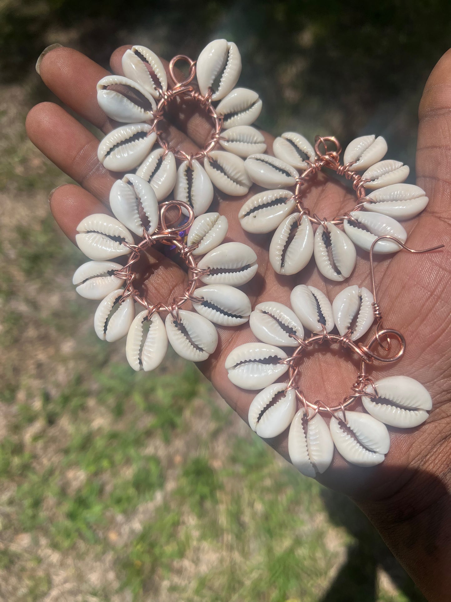 Copper Cowrie Shell Earrings