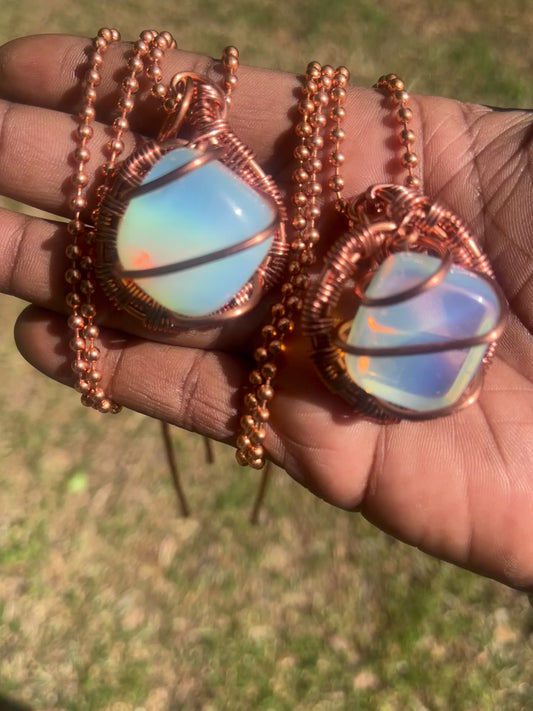 Opalite Pendant/Copper Ball Chain