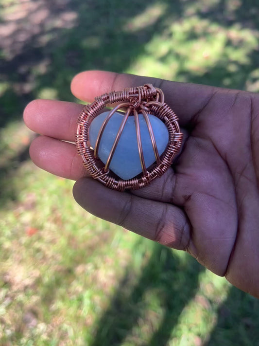 Blue Calcite Heart Pendant