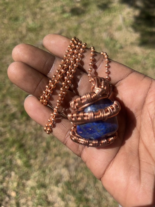 Lapiz Lazuli Pendant/ Copper Ball Chain