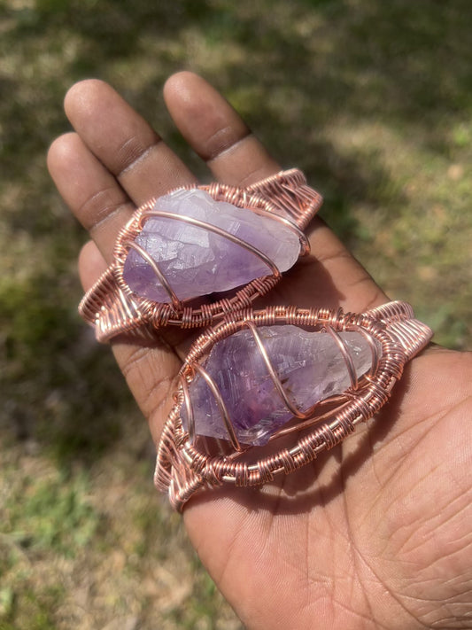 Copper Amethyst Bracelet/ Adjustable