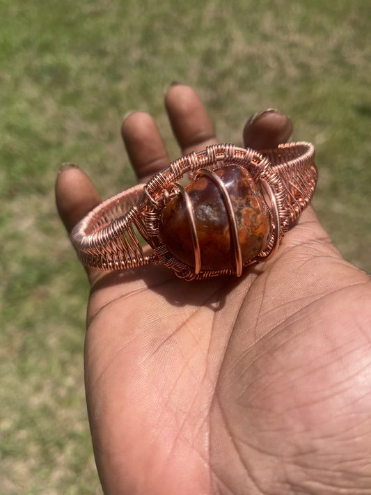 Copper Wrapped Carnelian Bracelet/ Adjustable