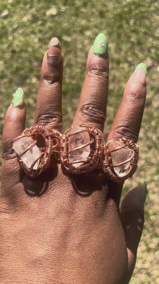 Clear Quartz Ring/ Adjustable