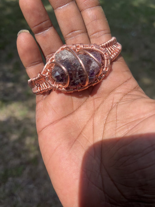 Copper Wrapped Amethyst Geode Bracelet/ Adjustable